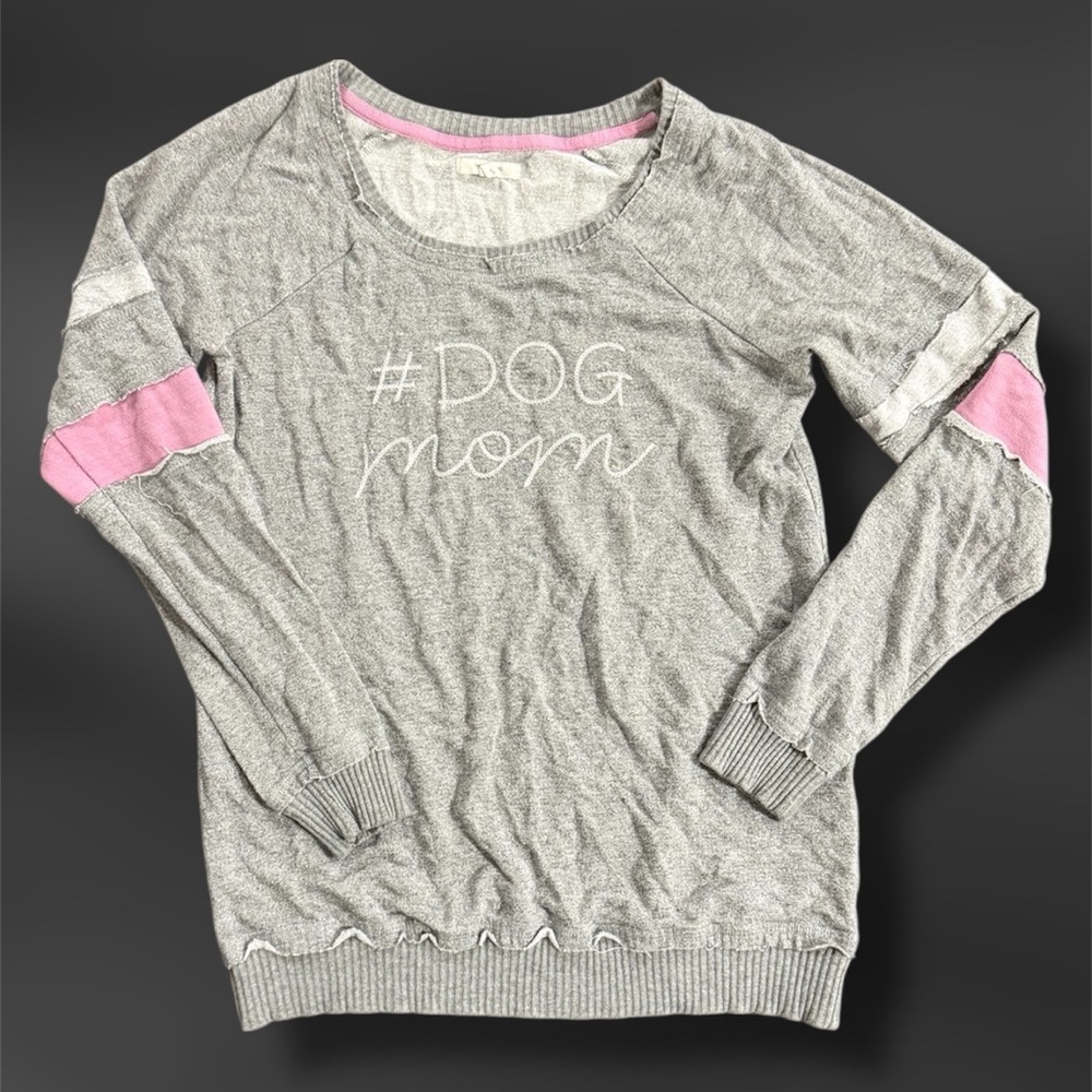 Dog Mom Gray and Pink Women's Sweater
